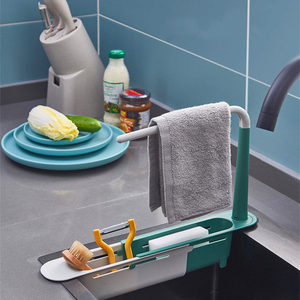 Sink Drainer Kitchen Organizer Dish Drainer Telescopic Sink Racks Soap Sponge Holder Towel Stand Sink Shelf Tray Kitchen Storage