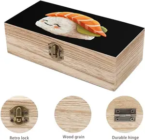 Dễ thương ngủ nhật bản Sushi hộp gỗ với bản lề Nắp trang trí lưu trữ đồ trang sức hộp cho văn phòng