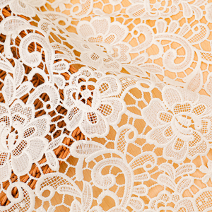 chinese dress ladies Cotton Floral Embroidered Lace Fabric|Hollowout Lace 1 Yard / White