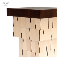 Meja Samping Desain Blok Mewah Modern, Meja Kayu Bertingkat Unik, Meja Aksen Skulptural Gaya Italia untuk Villa