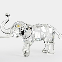 Figurine d'éléphant en cristal écologique haut de gamme personnalisée, transparente, à facettes brillantes, grand modèle animal réaliste sculpté