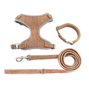 Ensemble de harnais et de laisse pour chien en tweed tactique réglable, doux et confortable, à carreaux d'hiver, sans traction, avec sac à dos, nouveauté 2025 - Product Image 4