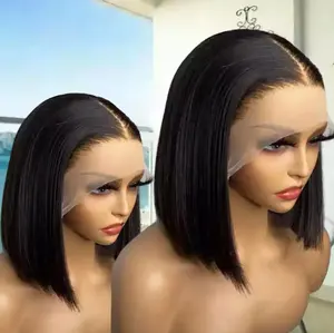 Les perruque 100% cheveux humaine indiennes perruques-naturel cheveux humain court closure 마감재 판매 및 유통 업체