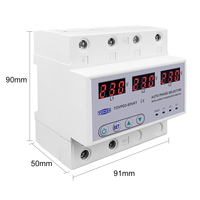 TOMZN 63A 3 Fasa 3P+N DIN Rail Pemilih Fasa Voltmeter Dapat Diatur Proteksi Tegangan Lebih dan Kurang Monitor Relay Pelindung
