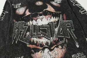 <span class=keywords><strong>T</strong></span>-<span class=keywords><strong>Shirt</strong></span> a Maniche Lunghe con Grafica Vintage Acid Wash Nero Caffè, Oversize in Cotone per Uomo, Streetwear all'Ingrosso - Product Image 6