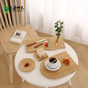 Creative bamboo and wood water ripple <b>tray</b>, household bread, tea, and <b>snack</b> <b>tray</b>, Nordic afternoon tea plate, cutting board, - Product Image 1
