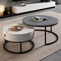 Meuble de salon minimaliste Table basse ronde en fer canapé moderne Table à thé en marbre