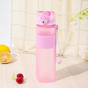 Bouteille d'eau sport en plastique givrée de 530 ml, anti-fuite, transparente, sans BPA, avec corde, pour jus, gym, fitness et voyage - Product Image 3