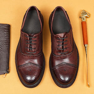 Chaussures en cuir DSYX DL1225, très demandées, style anglais, brogues de ville, cuir de vache, imperméables, faites à la main, chaussures Oxford formelles pour hommes, dessus en maille - Product Image 4