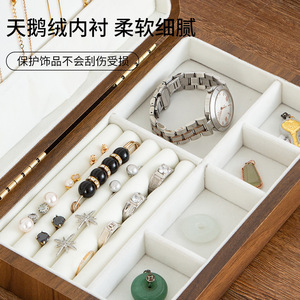Wood Jewelry <b>Box</b> Rectangle <b>Vintage</b> Style With Lid Large Size For Ring Earring Watch Storage - Product Image 2