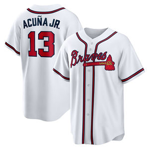Venda Quente Bordado White City Connect # Camisa de beisebol masculina do Braves, número 13, Ronald Acuña Jr. - Product Image 2