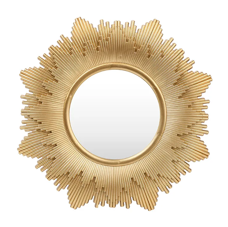 suppliers design european unbreakable round glass mirror modern creative wall golden decorative mirrors stickers for hallway
