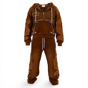 LONG MISSION INDUSTRY Chándal Unisex Marrón Naranja Sólido con Capucha, Estilo Urbano, Corte Regular, Diseño con Apliques, Transpirable - Product Image 6