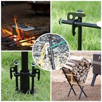 Piquets de tente, lot de 12, 9x200 mm, piquets de sol robustes avec cordes de traction réfléchissantes et anneaux en silicone fluorescents pour le camping