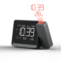 Projektions-Wecker mit Datum, Schlummerfunktion, Zeit- und Temperaturanzeige, Digitaler Elektronischer LED-Wecker