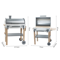 Set Mainan Panggangan BBQ Kayu Aksesori Makanan Bermain Pura-pura Dapur Anak-anak Set Permainan Edukasi Montessori Tempat Barbekyu Simulasi