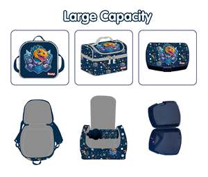 Ensemble de sac à roulettes d'école pour garçon avec motif de dinosaure de dessin animé, comprenant des sacs à déjeuner, une housse de carte et un carnet, sac à dos à roulettes pour enfants pour les voyages - Product Image 2