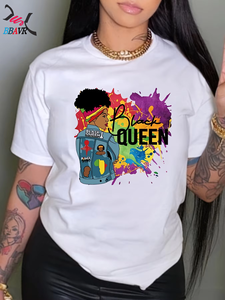 เสื้อยืดพิมพ์ลายตัวอักษรตลกๆ สำหรับผู้หญิง เสื้อแขนสั้นน่ารัก เสื้อยืดลายกราฟิก เสื้อลำลองหลวมๆ สำหรับฤดูร้อนสำหรับผู้หญิง - Product Image 5