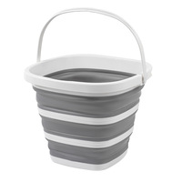 Seau pliable rond en silicone pour le camping, finition en TPR et PP