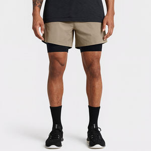 Black Training Pocket High Black Booty 2 en 1 Liner Pocket 7 pulgadas 2and1 Cintura alta Hombres Pantalones cortos para correr - Product Image 1