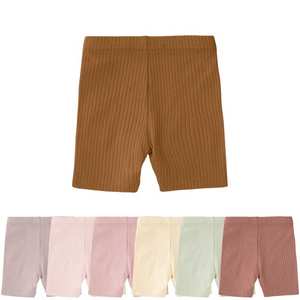 핫 리브드 오가닉 코튼 플레인 베이비 숏 레깅스 베이비 바이크 레깅스 - Product Image 4