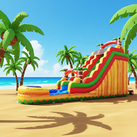 Toboggan aquatique gonflable Tropical Fiesta Breeze de 18 pieds, piscine commerciale en PVC pour l'extérieur, location pour fêtes dans la cour, thème arbre, installation facile