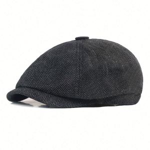 Béret en coton pour homme, style Gatsby euro-américain, casquette de newsboy à chevrons, accessoire décontracté pour le quotidien et l'extérieur - Product Image 5
