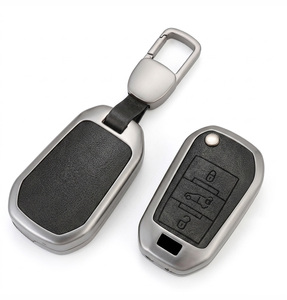 Funda de cuero y aleación de zinc para llave de coche <span class=keywords><strong>Fiat</strong></span> Doblo E-Doblo <span class=keywords><strong>Fiorino</strong></span> Qubo, carcasa de 3 botones para llave remota abatible, venta al por mayor - Product Image 1