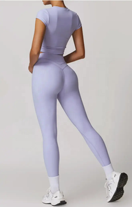 Vente en gros Ensemble de vêtements de sport pour femmes à séchage rapide et à taille élastique Ensemble de 2 pièces de vêtements de fitness personnalisés avec logo Respirant Stretch dans les quatre sens - Product Image 4