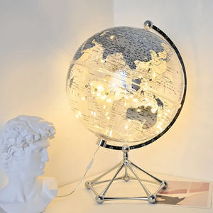 <span class=keywords><strong>Transparente</strong></span> 20cm plástico Perla Rosa iluminar globo terráqueo lámpara de mesa escritorio Mesa LED regalo decoración globo terráqueo para estudiantes - Product Image 3