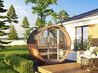 Fabrik-Großhandel Outdoor-Holzfass-Sauna, Fass-Saunaraum mit Einzelglastür & Asphaltschindeldach