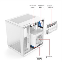 Casing PC Mini MicroATX Mid Tower Putih Desain Panoramic Tanpa Kolom Vertikal Panel Samping Akrilik Berpendingin Air Chassis Desktop Gaming