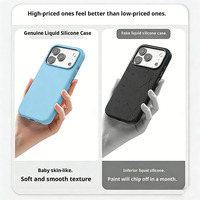Coque de téléphone en silicone liquide pour iPhone 17 Pro Max avec grande découpe métallique pour l'appareil photo, protection intégrale antichoc