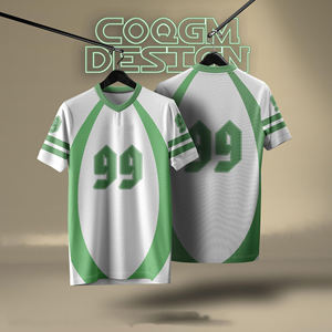 Maillot de football vintage vert respirant à manches courtes, maillot de football imprimé à l'écran en soie avec logo - Product Image 1
