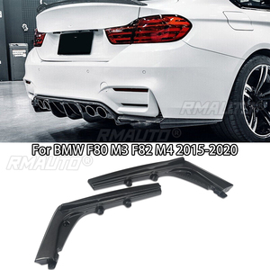 Pour BMW F80 M3 F82 M4 2015-2020, extension de diffuseur latéral de pare-chocs arrière, protection de spoiler, aspect fibre de carbone, noir brillant - Product Image 1