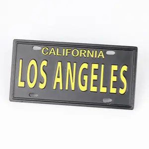 Fabrikant Op Maat Metalen Los Angeles Toerisme Souvenir Auto Kentekenplaat Koelkast Magneet