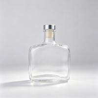 Bouteilles en verre de qualité supérieure, plates, carrées, transparentes, avec bouchon en métal pour le stockage du vin, du gin, de la tequila