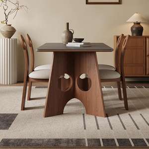 ठोस लकड़ी पर्यावरण के अनुकूल हस्तनिर्मित 6-सीटर आयताकार डाइनिंग टेबल आधुनिक संगमरमर शीर्ष डाइनिंग सेट - Product Image 4