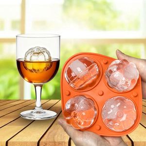 Moule à glaçons citrouille d'Halloween, plateau en silicone orange avec couvercle, moule 3D pour whisky, décoration de fête de Thanksgiving - Product Image 4