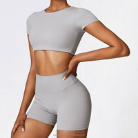 Ensemble de vêtements de sport sans couture, soutien-gorge de sport en nylon sans dos, leggings taille haute, vêtements de sport, vêtements de fitness, vêtements de yoga, vente chaude personnalisée