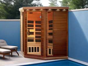 Современная электрическая сауна SS-450M с 10 нагревательными элементами, низким уровнем ЭМП, из массива древесины хемлока и красного кедра, для использования в спортзале, гостиной, спальне, 220В, цифровая - Product Image 5