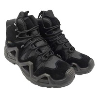 Sepatu bot kulit Suede Anti selip, sepatu bot taktis latihan mendaki gurun hitam cokelat tahan lama