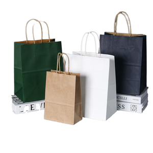 Bolsa de papel de mano Kraft reciclable personalizada para hornear café, regalo para llevar, bolsa de mano publicitaria con logotipo más impreso grueso - Product Image 1