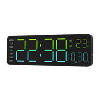 Horloge murale minimaliste en plastique avec illusion lumineuse RGB, affichage numérique lumineux, horloge murale haut de gamme multifonctionnelle