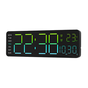 Orologio <span class=keywords><strong>da</strong></span> <span class=keywords><strong>Parete</strong></span> Minimalista in Plastica con Luce RGB, Display Digitale Luminoso, Multifunzionale di Alta Gamma - Product Image 5