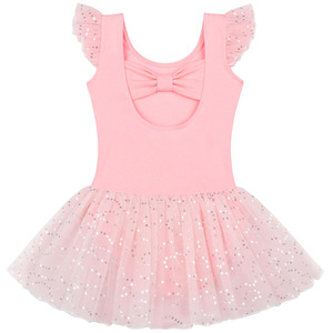 Vestito da ballo tutù <span class=keywords><strong>con</strong></span> maniche a sbuffo e fiocco sul retro, gonna a U, body da <span class=keywords><strong>ballerina</strong></span> lucido per bambini e neonati - Product Image 6