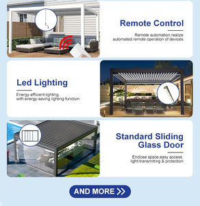 <span class=keywords><strong>Pergola</strong></span> en aluminium 5x4m toutes saisons, <span class=keywords><strong>toit</strong></span> à lames orientables résistant aux intempéries, rideaux latéraux amovibles créant des espaces extérieurs et des salles à manger confortables - Product Image 6