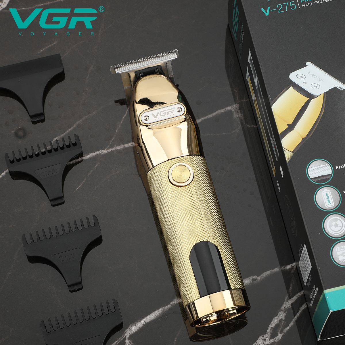 Tondeuse Cheveux & Barbe VGR Pro LCD V-275 - 4 Têtes Incluses - Tondeuse Corporelle - Neuf Sous Blister