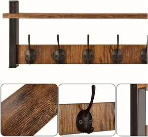 <span class=keywords><strong>Porte</strong></span>-<span class=keywords><strong>manteau</strong></span> mural avec <span class=keywords><strong>étagère</strong></span> 24 pouces, 5 crochets robustes, <span class=keywords><strong>étagère</strong></span> <span class=keywords><strong>murale</strong></span> flottante avec crochets pour entrée - Product Image 6