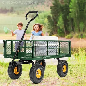 Nhiệm Vụ Nặng Nề 1100 Lbs Công Suất Lưới Thép Vườn Giỏ Hàng Gấp Tiện Ích Wagon Với Có Thể Tháo Rời Bên 10 Inch Bánh Xe Màu Xanh Lá Cây Sân Giỏ Hàng